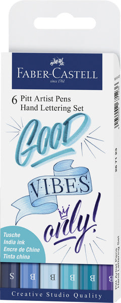 Faber-castell tekenstift - pitt artist pen - handletteringset - good vibes only - 6 delig - fc-267123