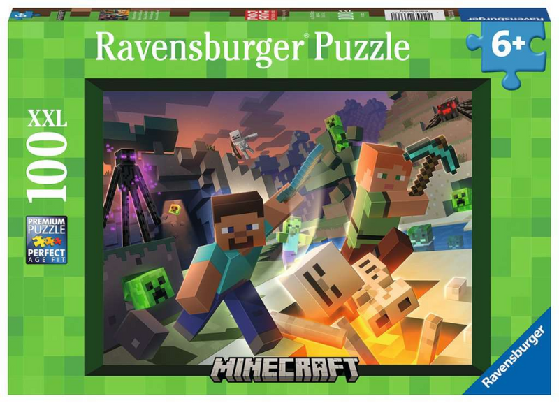 Ravensburger monster minecraft - kinderpuzzel - 100 xxl stukjes - vanaf 6 jaar