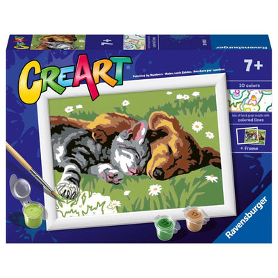 Ravensburger CreArt Schilderen op Nummer Slapende Hond en Poes