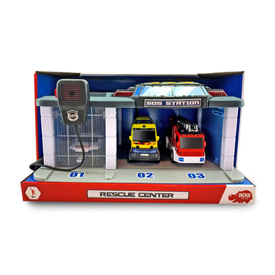 Dickie toys sos - rescue center nederlandse reddingsdiensten - politie - brandweer - ambulance - vanaf 3 jaar - speelgoedgarage
