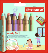 Stabilo woody 3 in 1 pastel etui 6 stuks - afbeelding 1