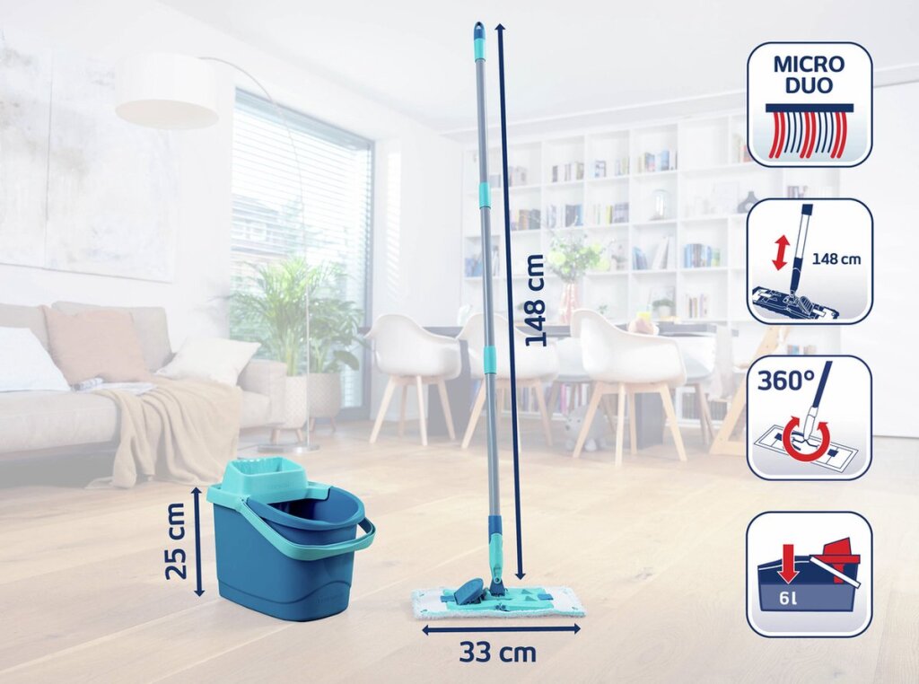 Leifheit reinigingsset power clean groen 514 mm x 26,9 mm x 260 mm