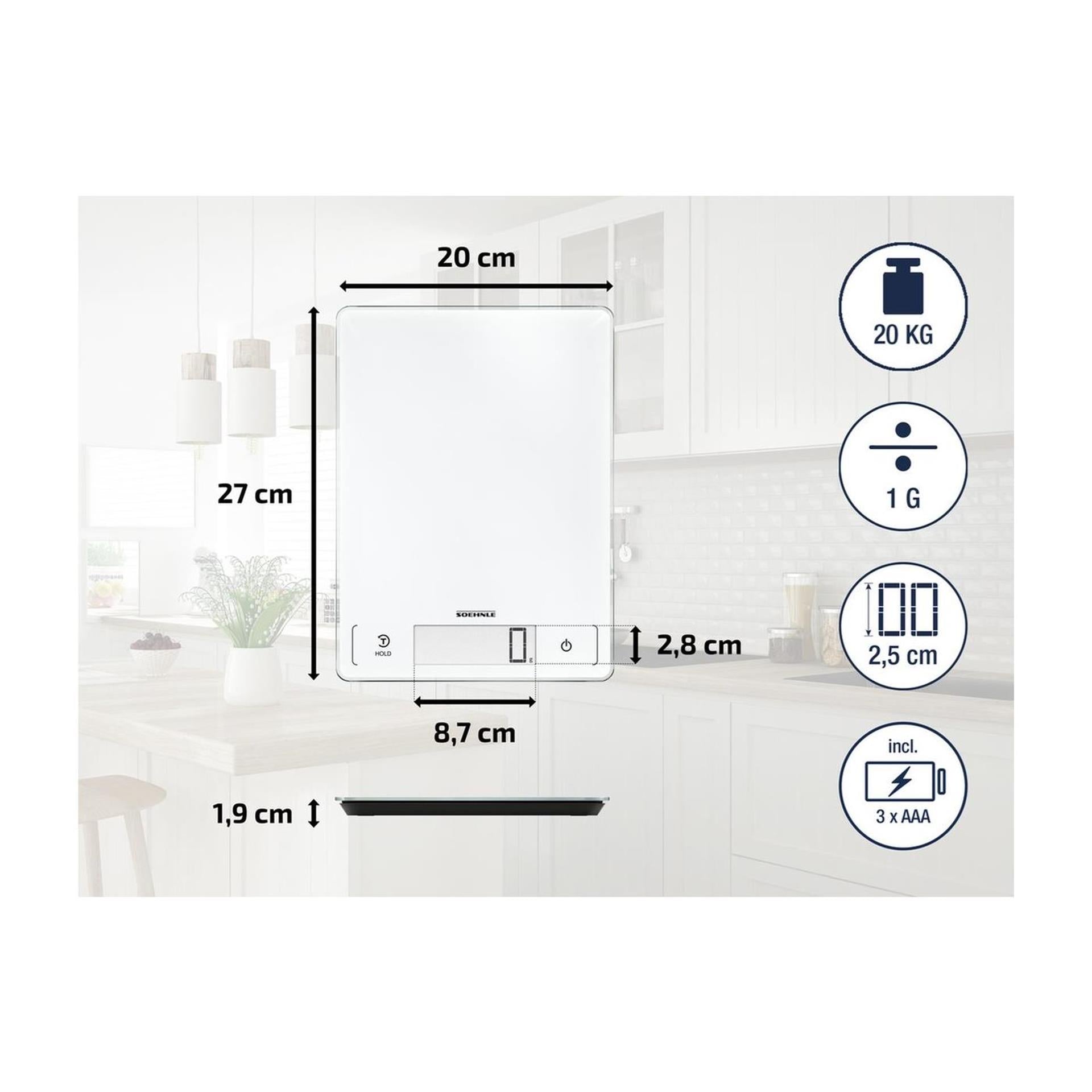 Leifheit soehnle keukenweegschaal page profi 300 - digitaal - 1 gram nauwkeurig - tot 20 kg - wit
