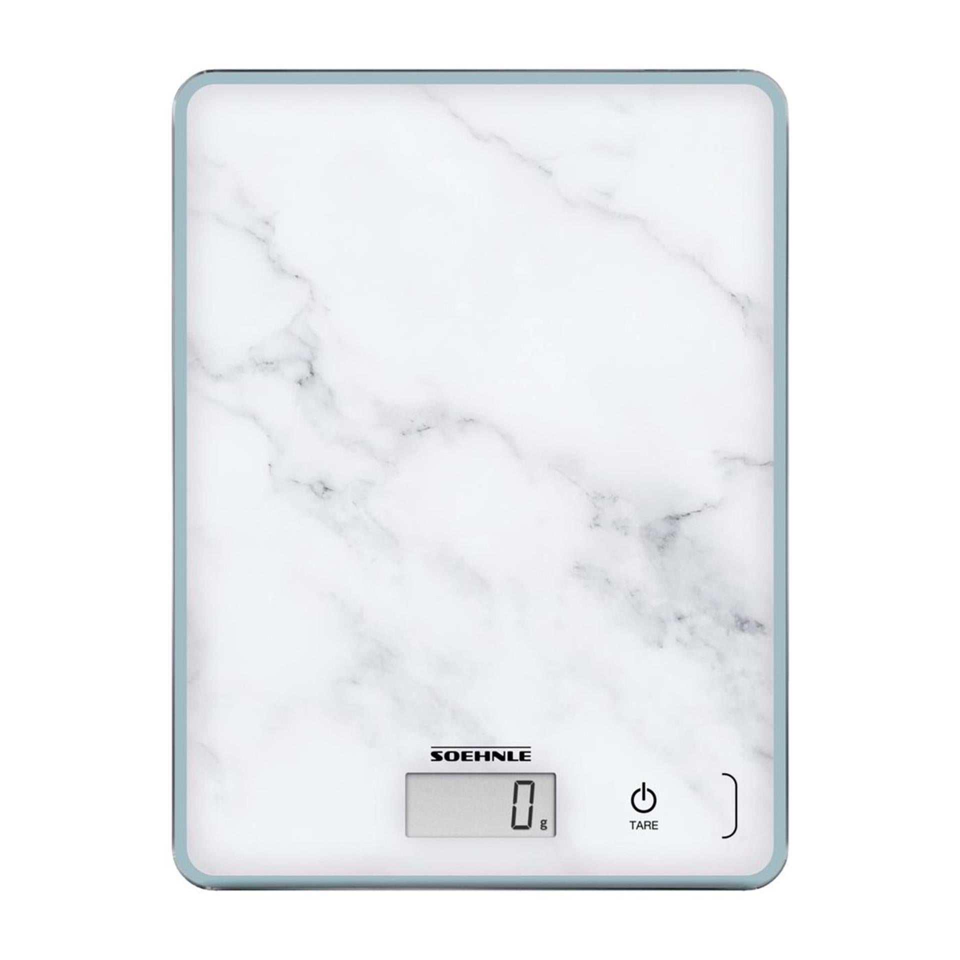 Soehnle keukenweegschaal compact 300 - digitaal - 1 gram nauwkeurig - tot 5 kg - marmerlook - wit
