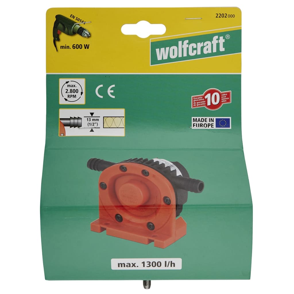 Wolfcraft Wolfcraft Boormachinepomp 1300 l h S=6 mm 2202000