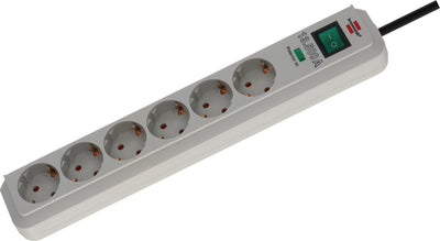Brennenstuhl eco-line 13.500a stekkerdoos met overspanningsbeveiliging 6-voudig stekkerdoos (lichtgrijs, 1,5 meter)