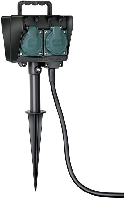 Brennenstuhl tuincontactdoos met aardspies 1154450 stekkerdoos (zwart, 10 meter, ip44)
