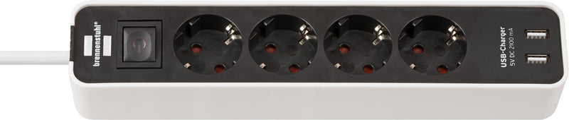Brennenstuhl ecolor stekkerdoos 4-voudig met 2 usb-laadbussen (stekkerdoos usb met schakelaar en 1,5 m kabel) - 1153240076