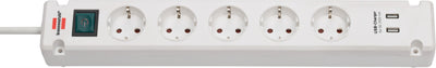Brennenstuhl bremounta-stekkerstrip 5-voudig met 2 usb-laadbussen (connector usb met schakelaar en 3 m kabel) - 1150660325