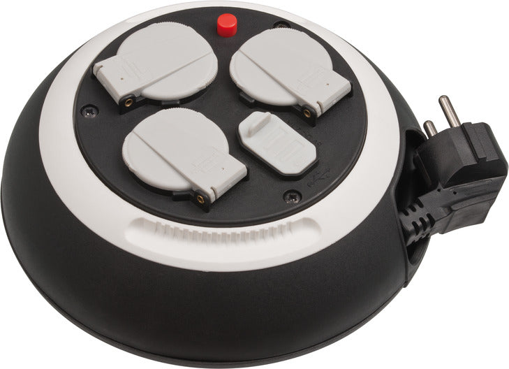 Brennenstuhl comfort line kabelkast driemaal met usb mini kabelhaspel (indoor kabelhaspel voor thuis met usb-oplaadfunctie, 3m kabel) - 1109220600