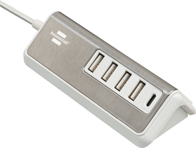 Brennenstuhl estilo meervoudige usb-lader (wit roestvrij staal)