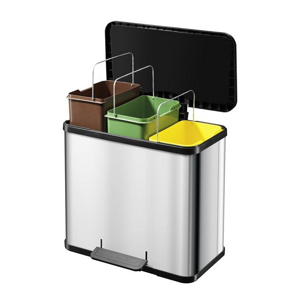 Hailo 0633-220 öko trio plus l pedaalemmer 3x9l zilver zwart