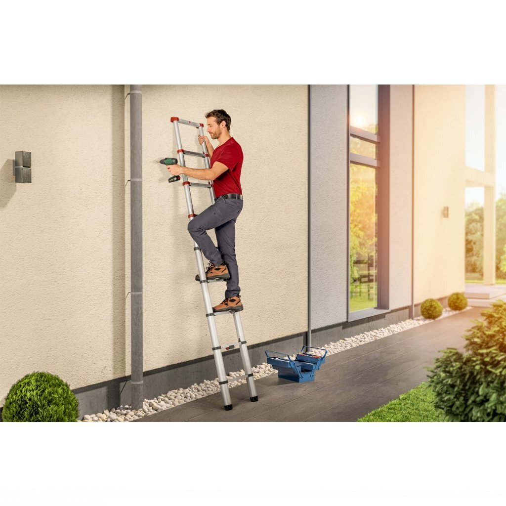 Hailo t80 aluminium telescoopladder 11 treden + stabilisatiebalk 103-322 cm
