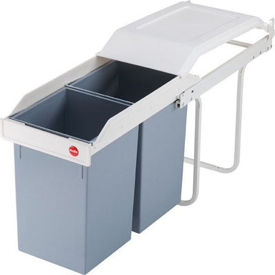 Hailo 3659-001 multi-box duo l inbouw afvalbak 2x14l wit zilver