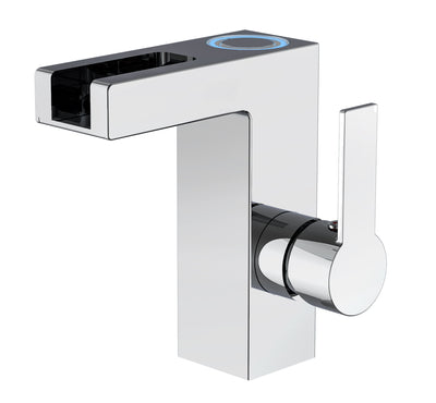 Ngk schutte orinoco led-ééngreepsmeraan wastafel met watervaluitloop | chroom 20115