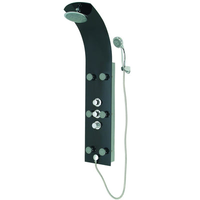 Schütte douchepaneel met thermostatische kraan lanzarote glas zwart