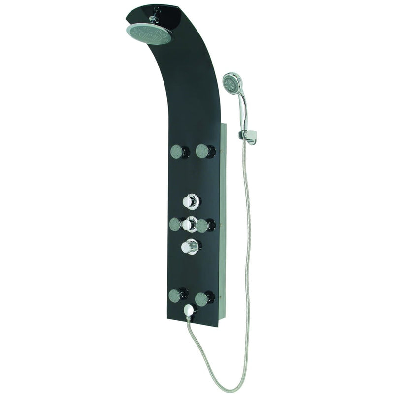 Schütte douchepaneel met thermostatische kraan lanzarote glas zwart
