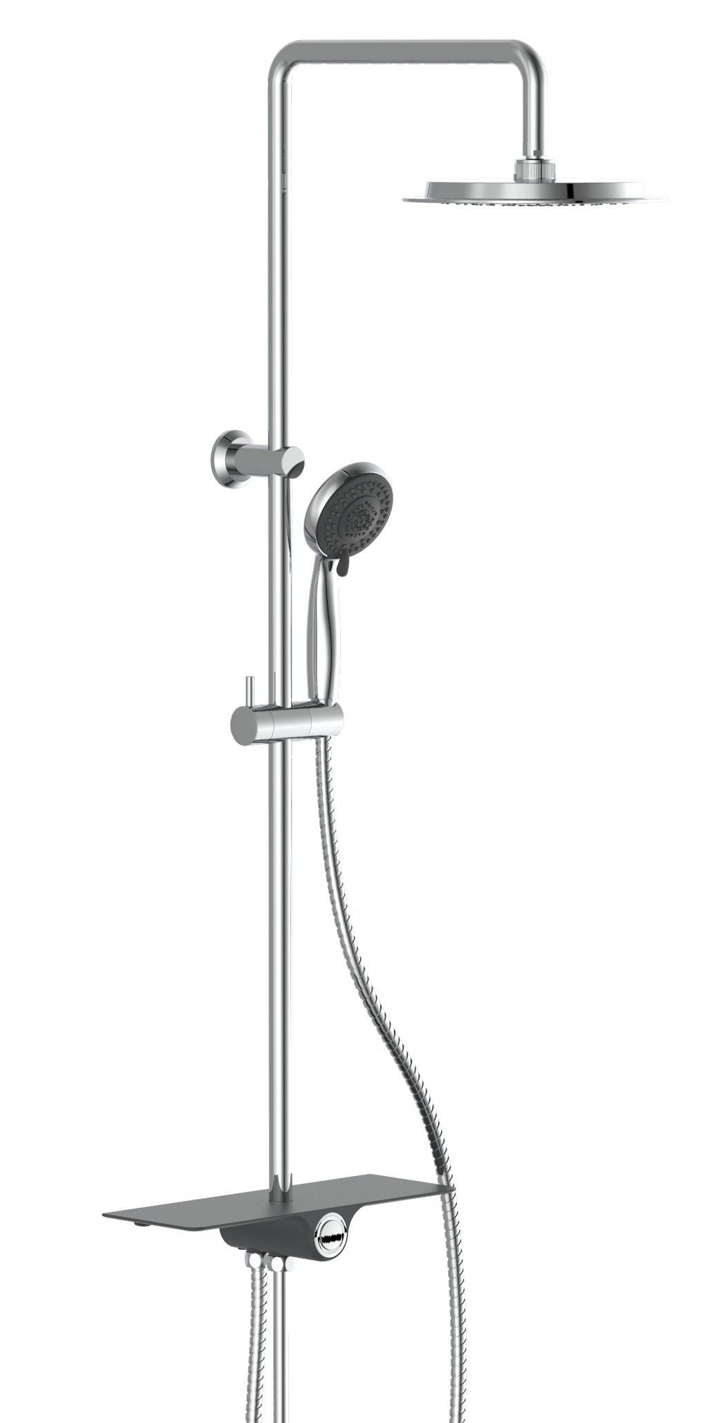 Schutte aquastar hoofddouche set met planchet | chroom-antraciet 60501