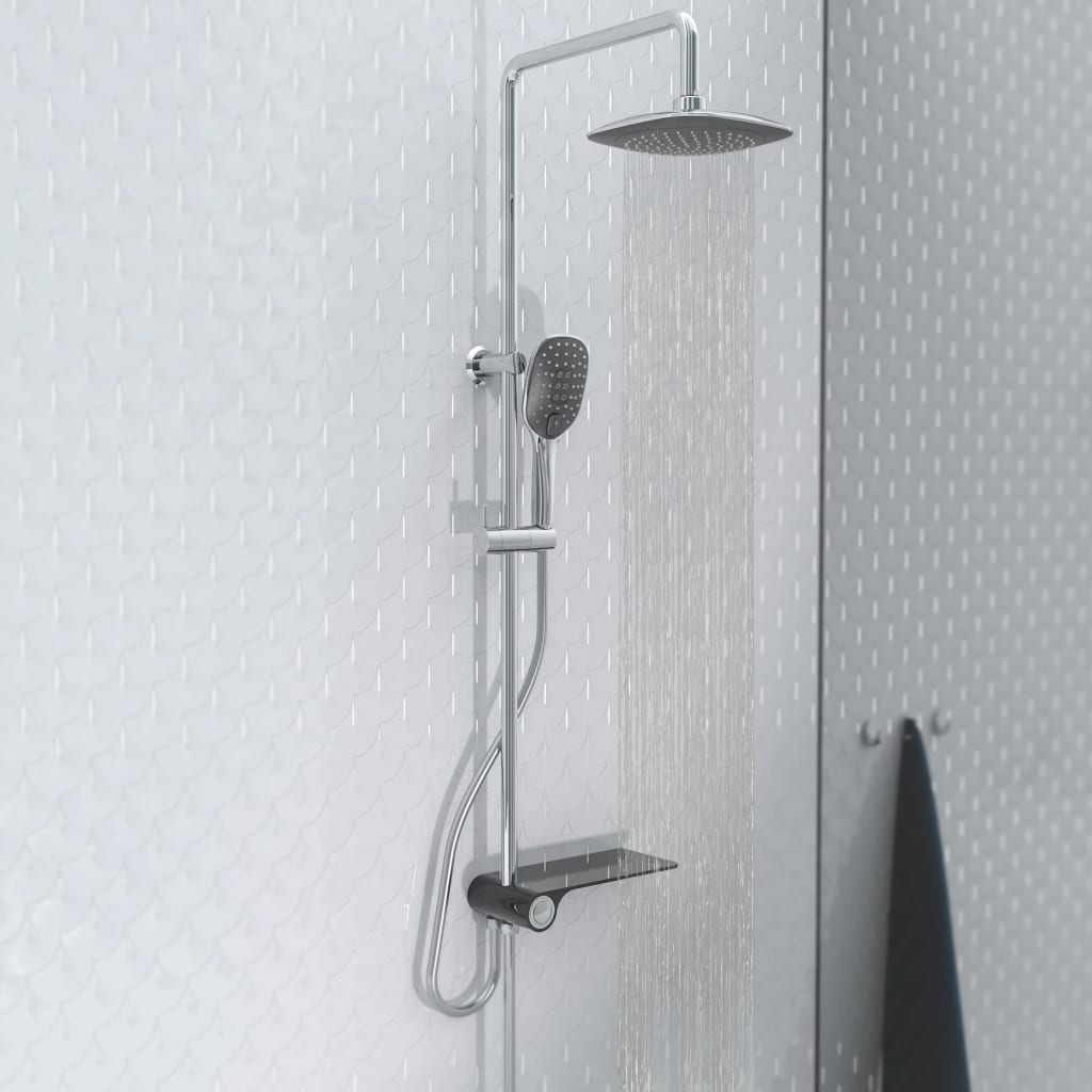 Schütte regendoucheset met zijplateau aquastar chroomkleurig-antraciet