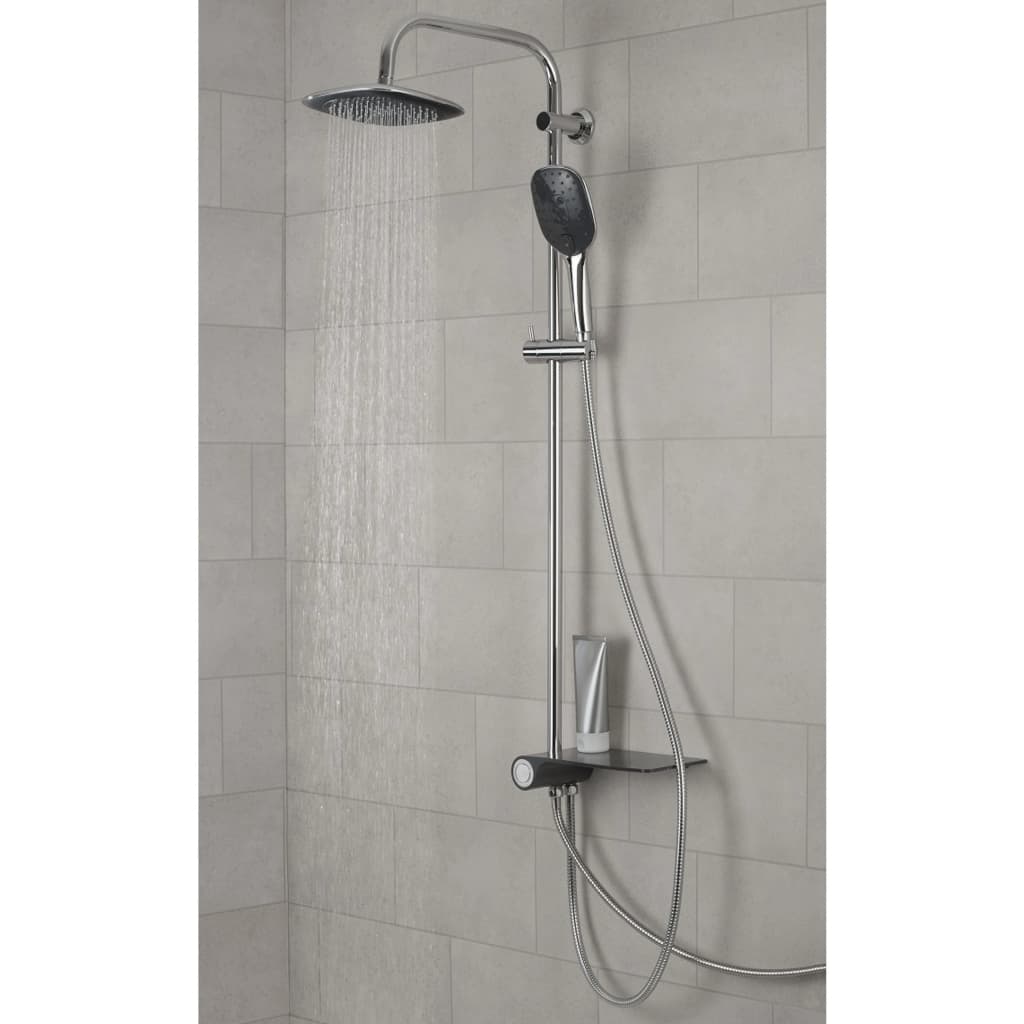 Schütte regendoucheset met zijplateau aquastar chroomkleurig-antraciet