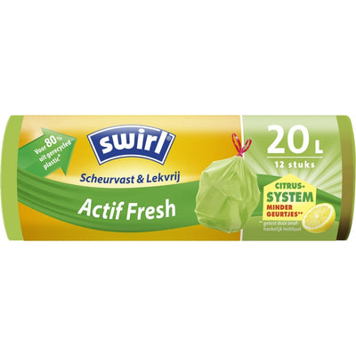 Swirl Swirl Actif Fresh Pedaalemmerzakken met Citroengeur 20L 12 Stuks