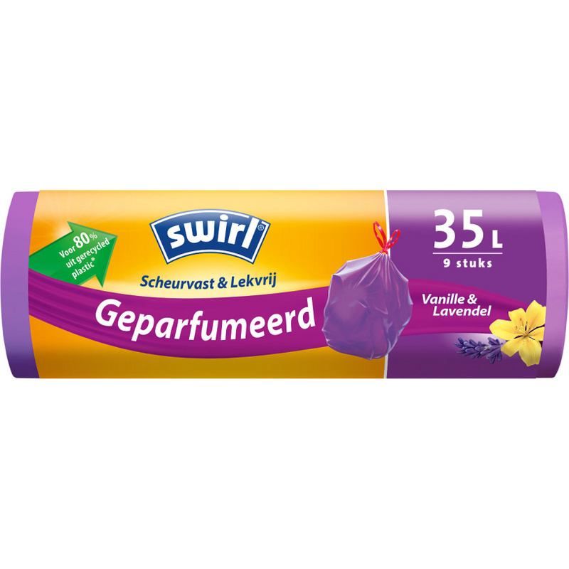 Swirl pedaalemmerzakken vanille-lavendel 35l - 9 stuks