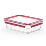 Emsa n1041100 clip and close glazen vershoudbewaarbakje 2l 11.8x6.9 cm 19.7x8 cm rood - afbeelding 1