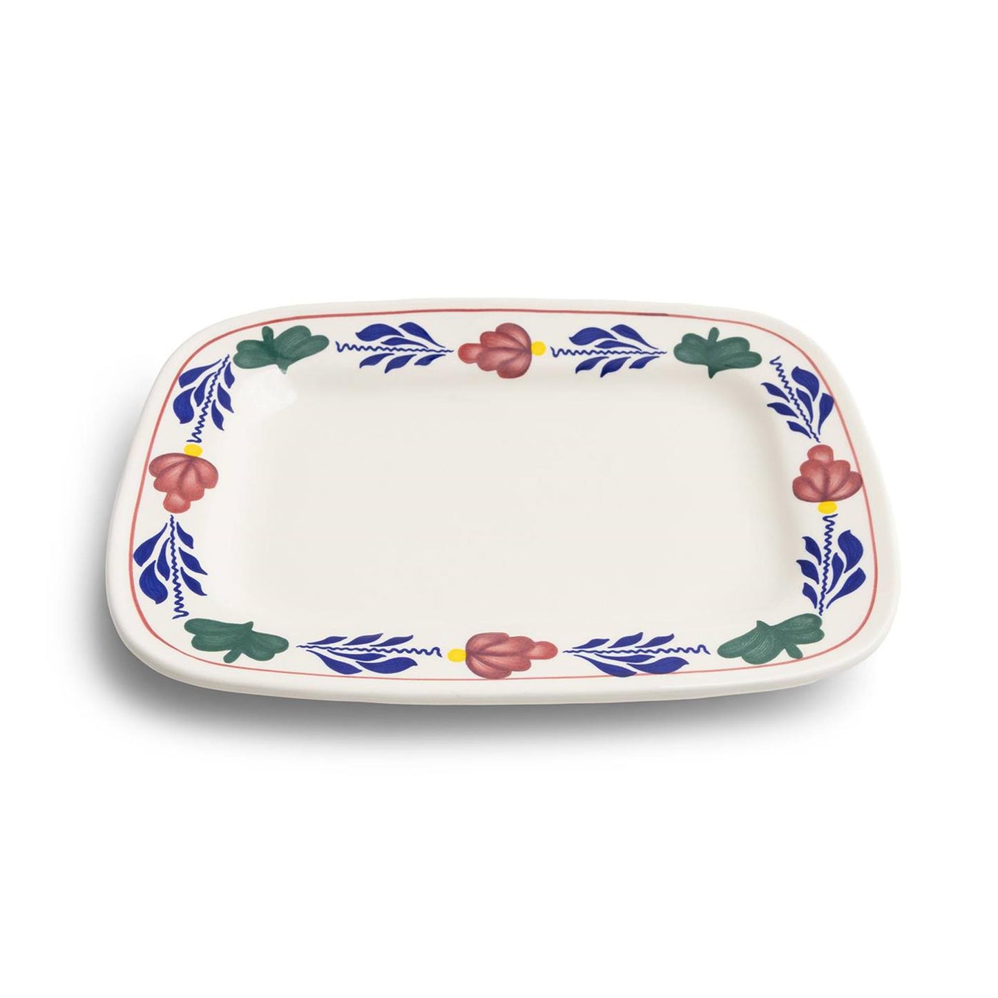 Boerenbont plateau 25x18cm aardewerk doos a 2 stuks