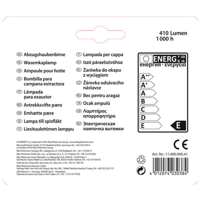 Scanpart afzuigkaplamp e14 40w t25 2-pa