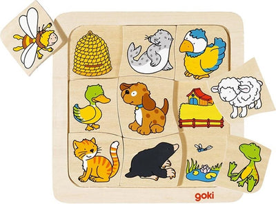 Goki houten legpuzzel wie leeft waar?