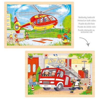 Goki puzzel helikopter brandweerauto