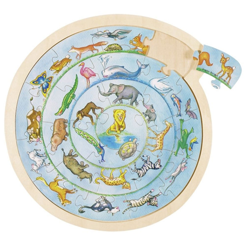 Goki puzzel dierencirkel. 27 delig. 30,7 cm3+