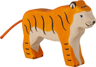 Holztiger tijger, staand. 14 cm.