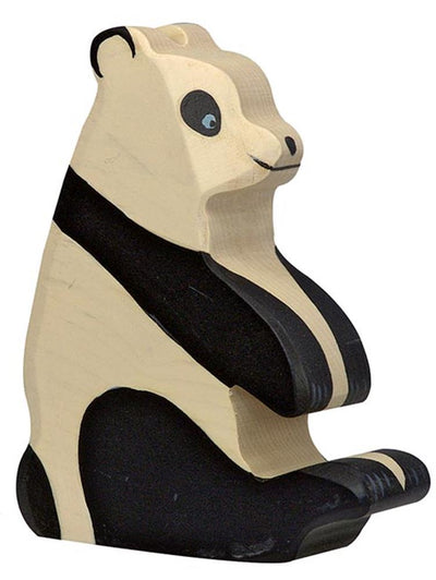 Holztiger pandabeer, zittend. 10 cm.
