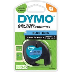 Labels letratag dymo plastic 12x4mm blauw