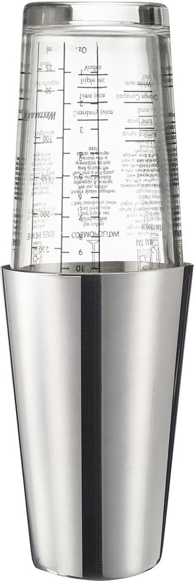 Westmark boston shaker boogie – cocktailshaker met schaalverdeling, professionele cocktailmixer, baraccessoires, inclusief recepten – roestvrij staal, 350ml