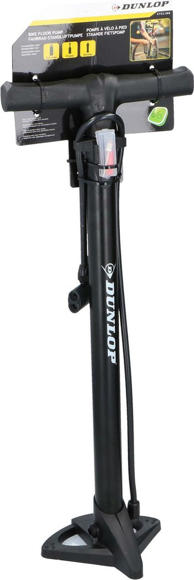 Dunlop fietspomp - met extra verloopnippels - ventielen - zwart 63 cm