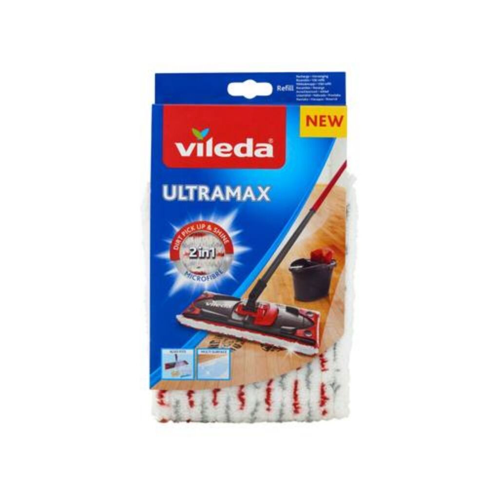 Vileda ultramax extra vervanging - 1 per verpakking - geschikt voor alle platte mopsystemen van - voor alle vloertypes