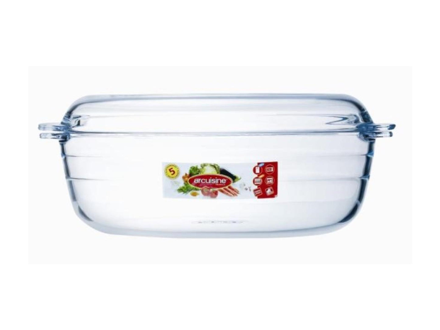 Arcuisine schaal met deksel ovaal glas 3l