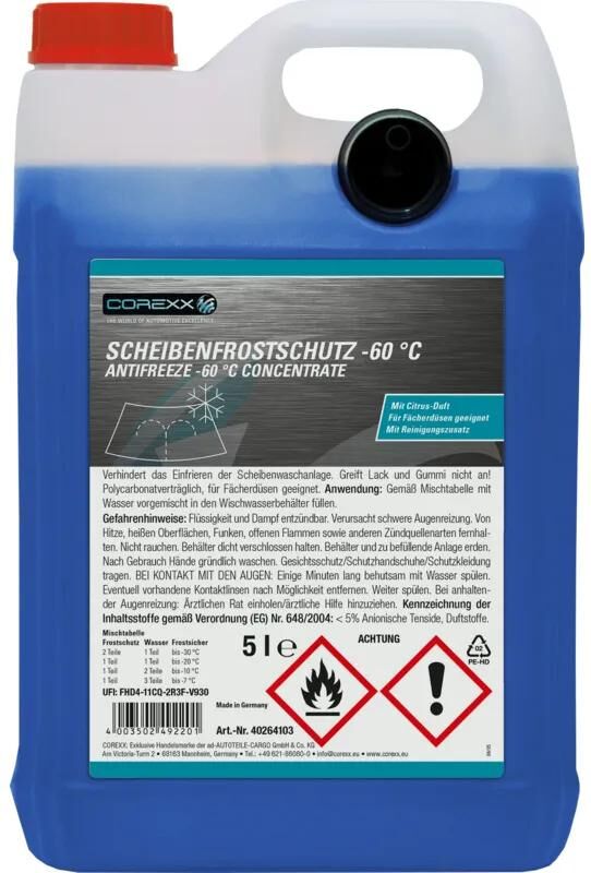 Corexx antivriesbescherming voorruit anti-rust 5 l -60 degrees
