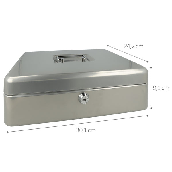 Westcott ac-e51002-zi geldkist 301x242x91mm zilvergrijs, kunststof inzet met 5 vakken