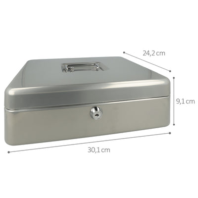 Westcott ac-e51002-zi geldkist 301x242x91mm zilvergrijs, kunststof inzet met 5 vakken