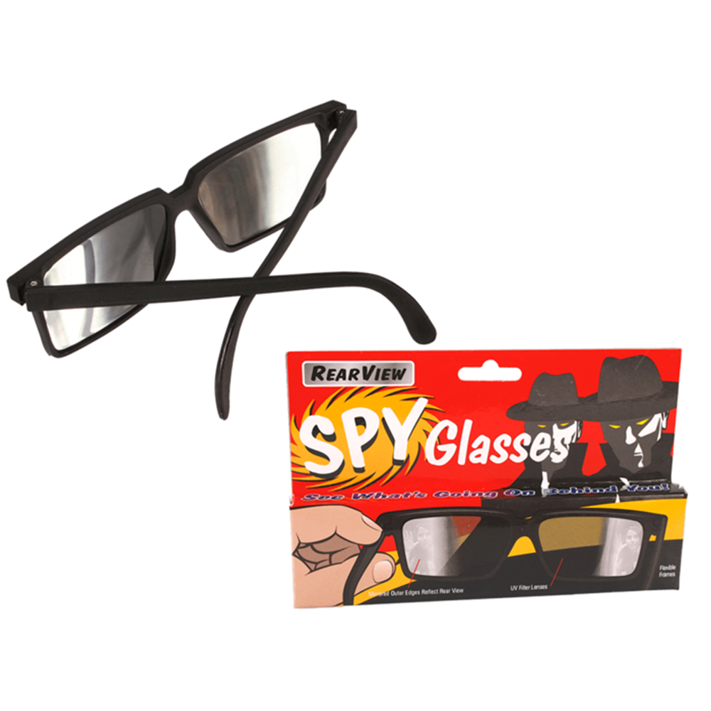 Spionagebril met zijspiegel in de slaap.