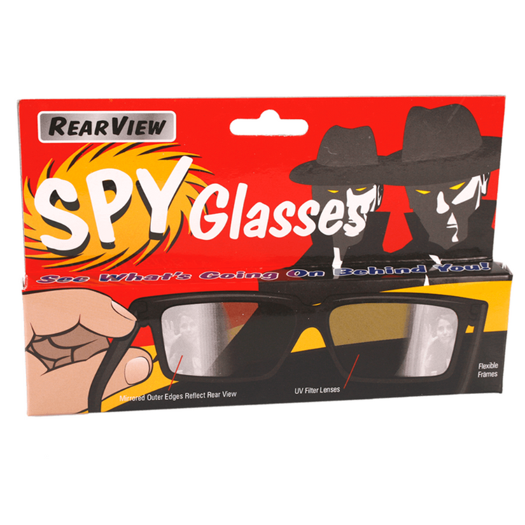 Spionagebril met zijspiegel in de slaap.