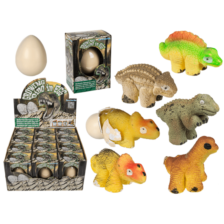 Dsp. groeiende dinosaurus in ei. 6 cm.