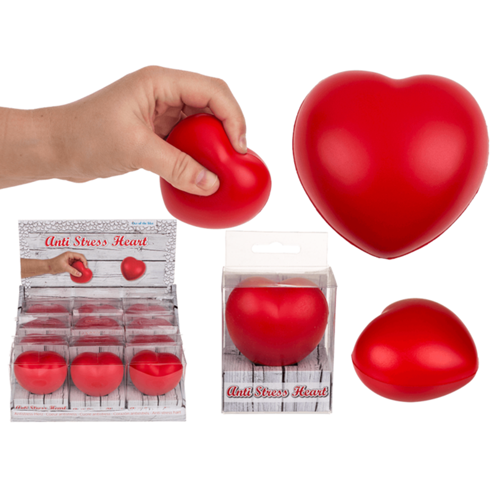 Dsp anti-stress hart, ca 6 cm. 12 stuks