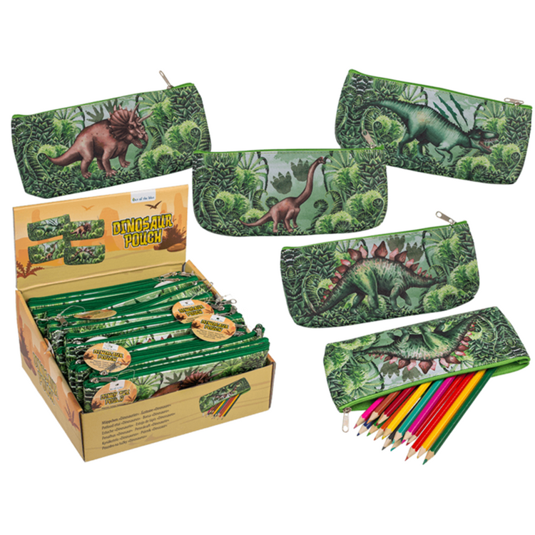 Dsp etui dinosaurus, 21x9,5 cm. 4 ass.