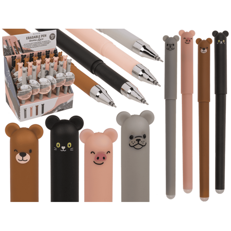 Dsp uitwisbare pen dieren, 14 cm. 4 ass.