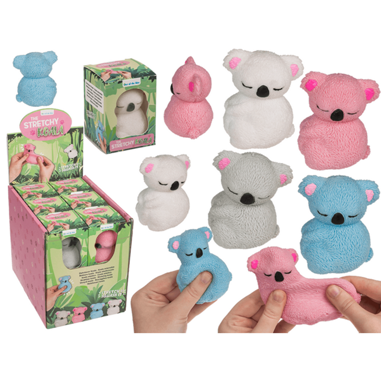 Dsp strech koala, 7,5 cm. 4 kleuren. 12
