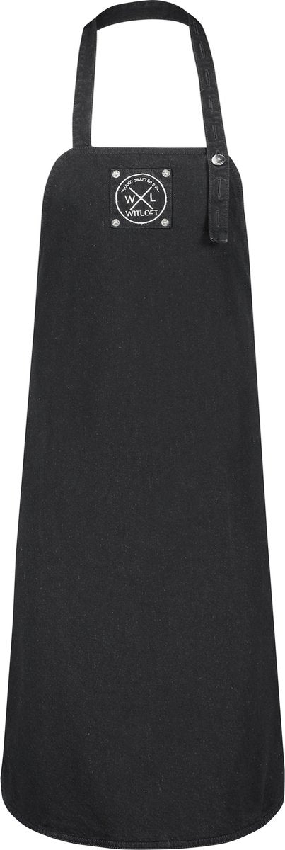 Merkloos sans marque witloft - denim schort lang - zwart